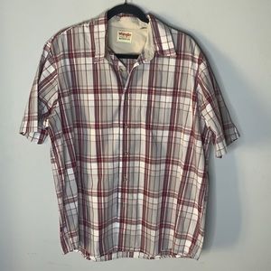 Wrangler red gray plaid shirt L